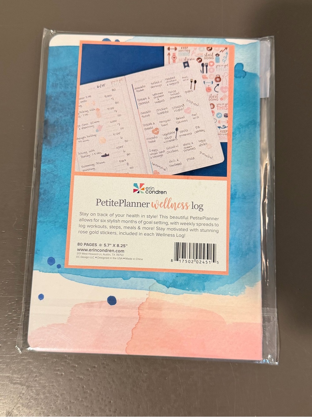 Erin Condren Petite Planner Wellness Log in Watercolor - Picture 5 of 11